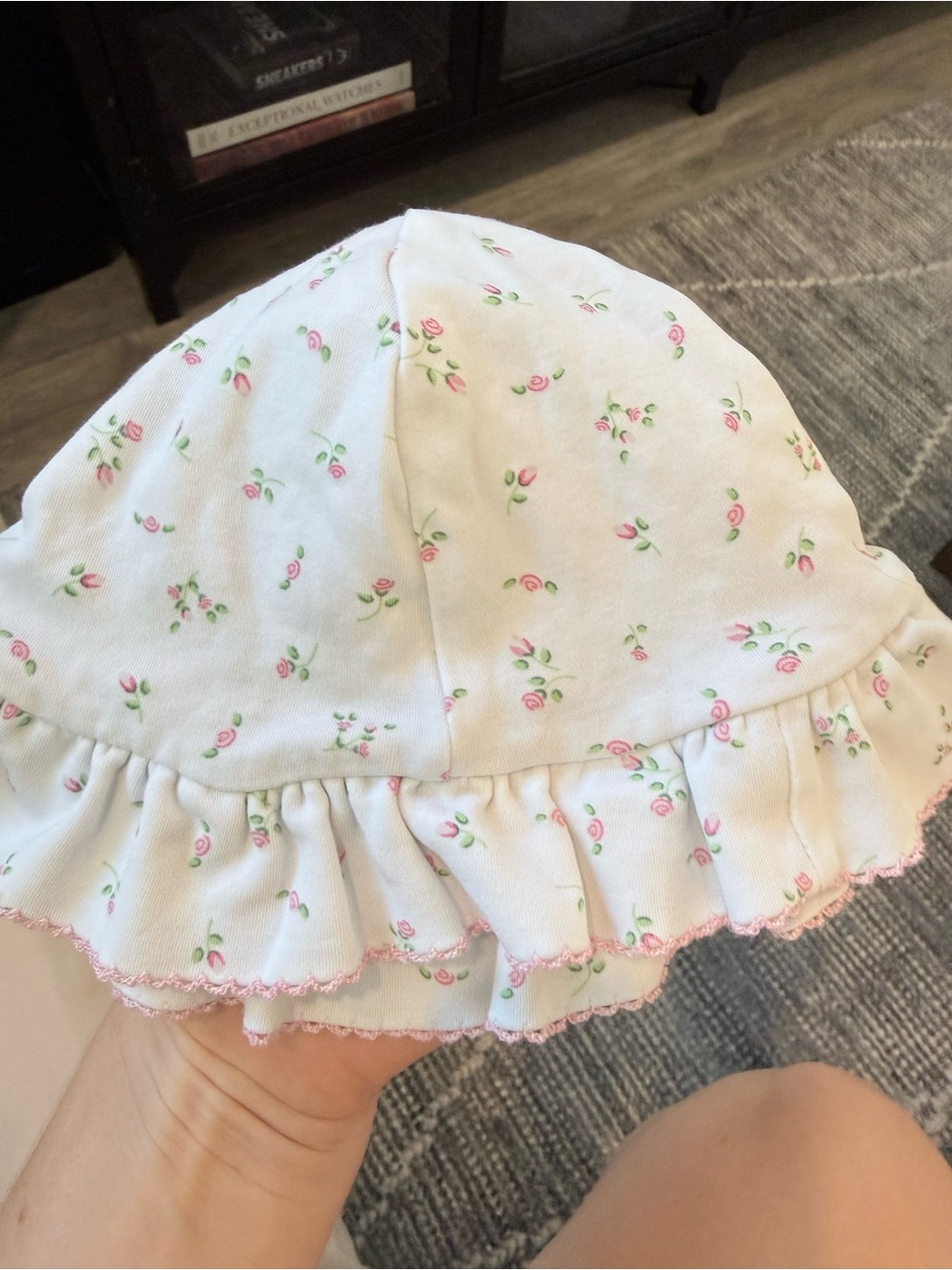 Kissy Kissy White Baby Sun Hat with Pink Rose Buds